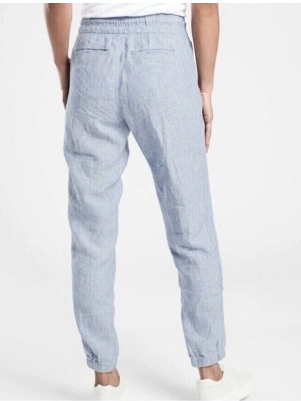 Athleta Cabo Linen Jogger Pants Size 2 Blue 100% Linen Drawstring - Picture 2 of 10